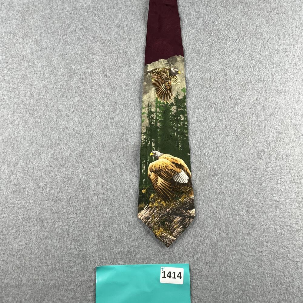 Wembley Endangered Species Bald Eagle Necktie Tie Morning Ascent Silk USA